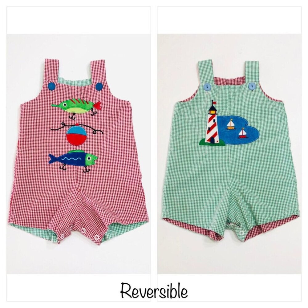 MULBERRY ST Reversible Seersucker Romper {12M}